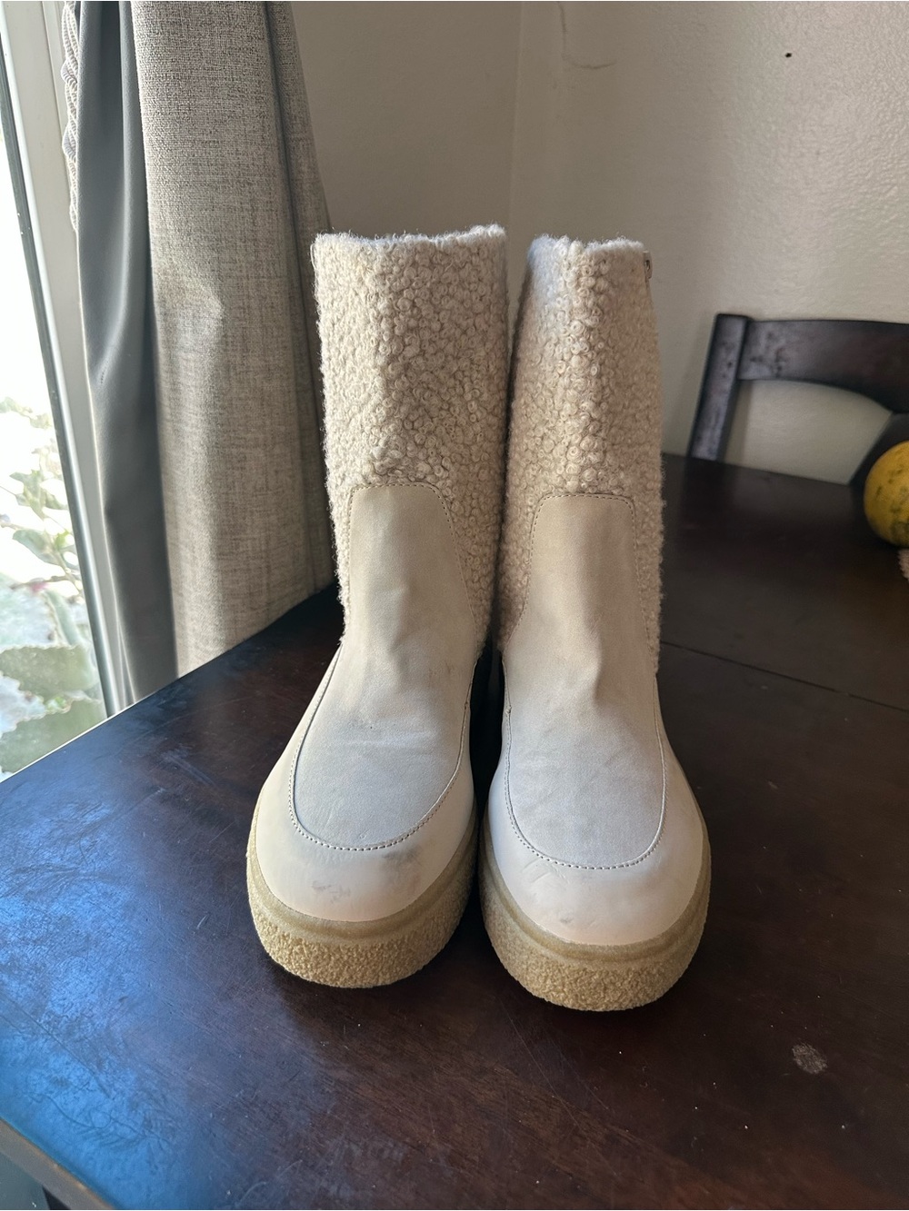 Rocket Dog Cream Sherpa Platform Winter Boots